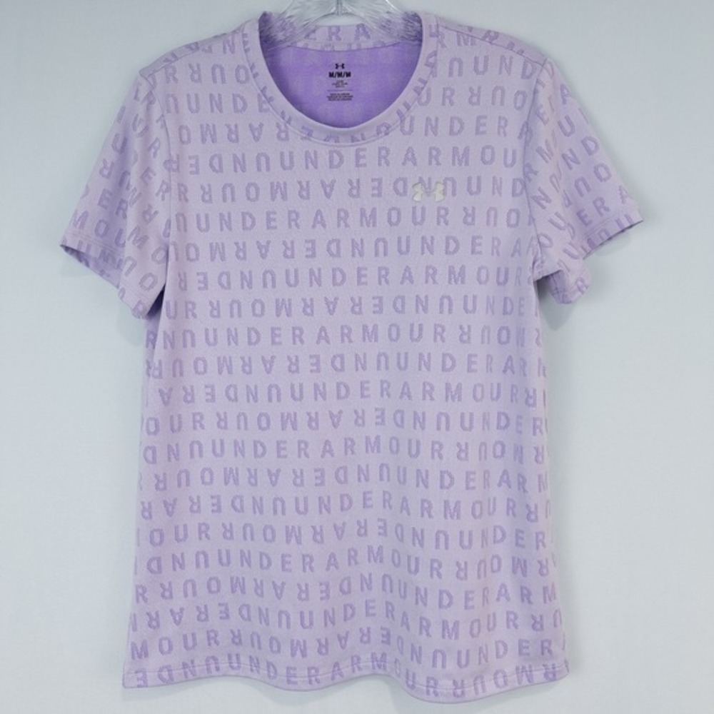 Under Armour Tech Wordmark Jacquard Short Sleeve T‎ Shirt Womens Medium Purple